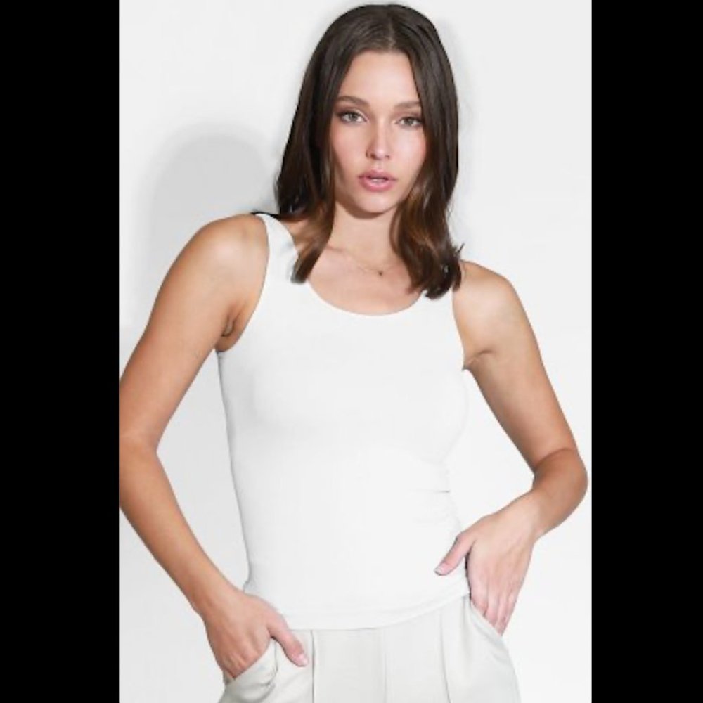 NEW Soft and Stretchy Wide Strap Tank Top In White